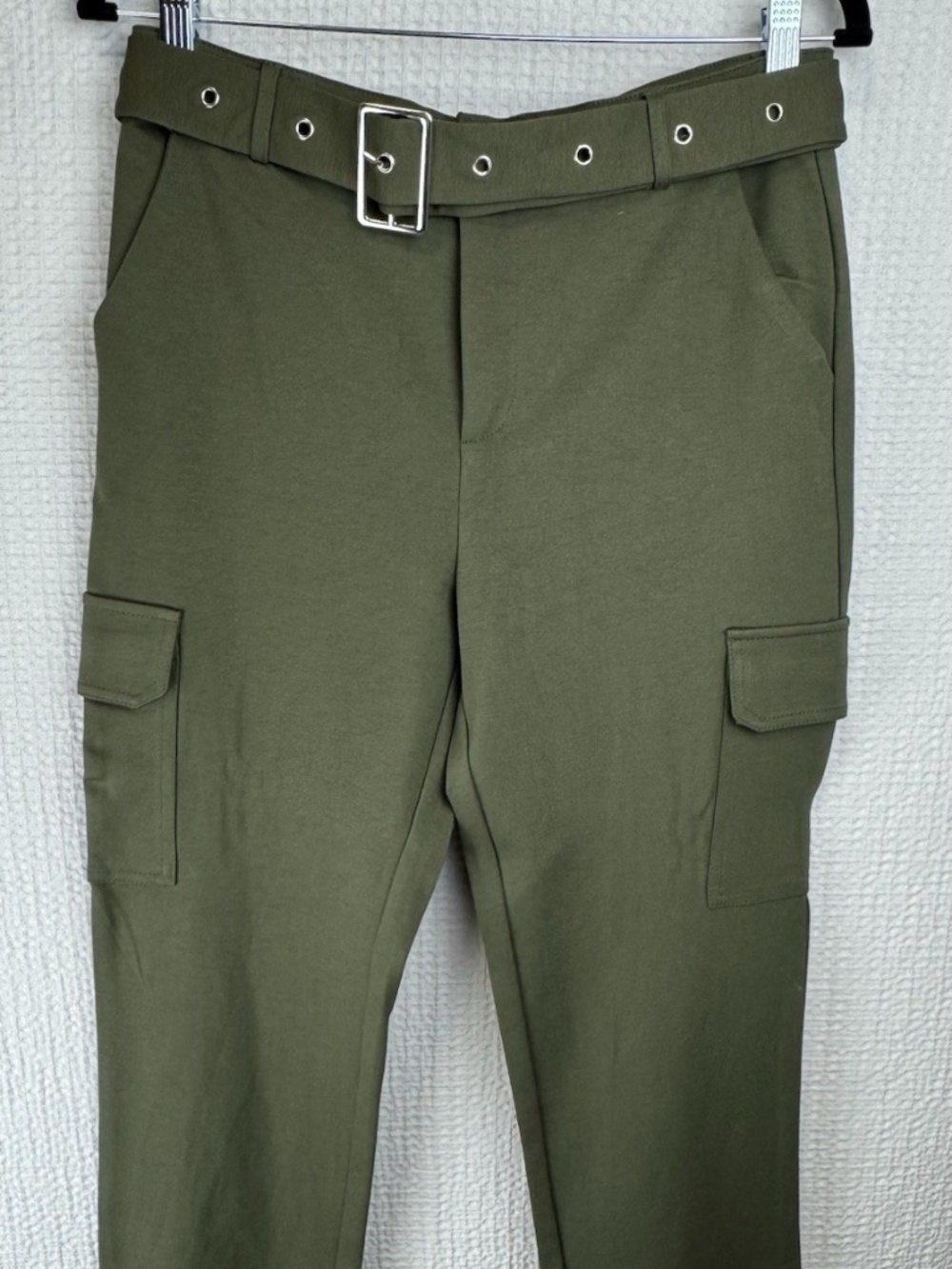Shinestar Olive Green Belted Cargo Pants Tapered Women's with Cargo Pockets